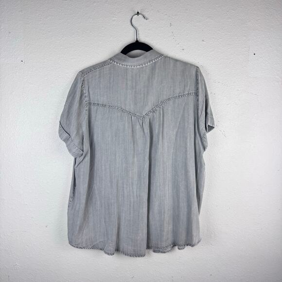 NWT Jane + Delancey Short Sleeve Button Up Gray Shirt Womens Sz M - Picture 3 of 6